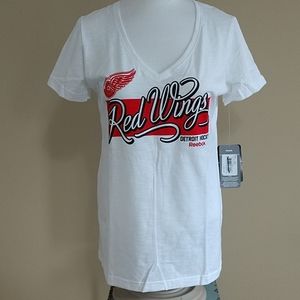 NEW Detroit Red Wings Reebok T-shirt Top NHL Short Sleeve Cotton Tee Women's Lrg